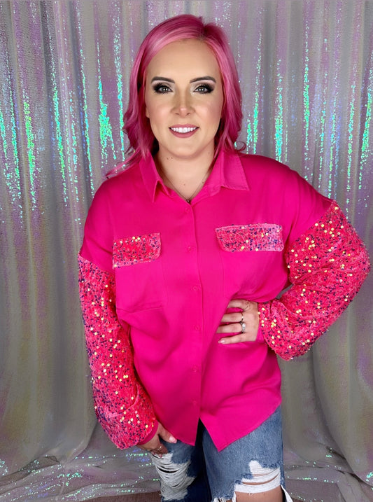 Let’s Go Pink Sequin Sleeve Top