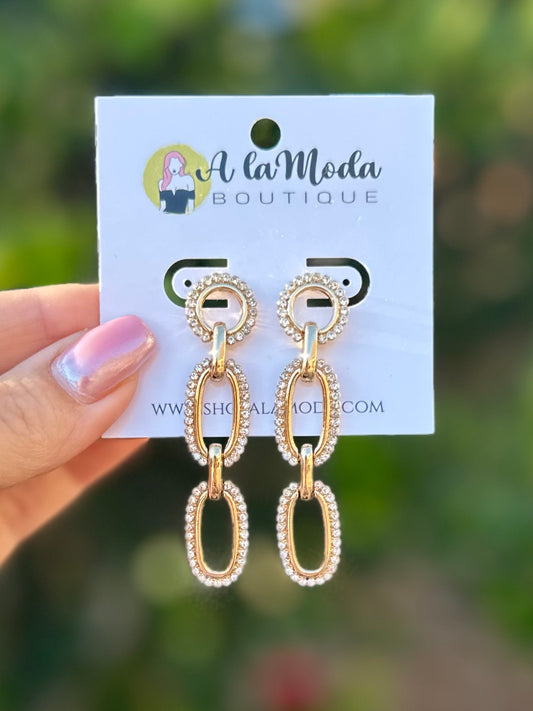 Rhinestone Link Drop Earrings