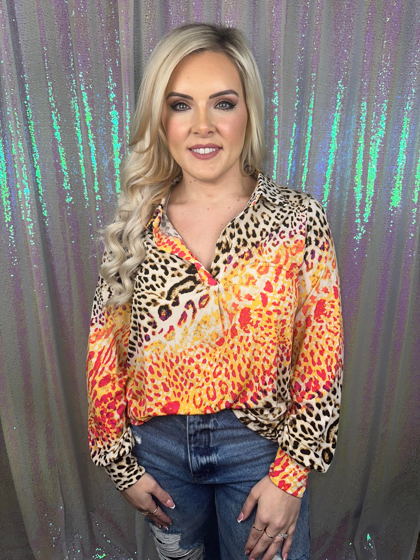 Multi-Color Animal Print Top Plus