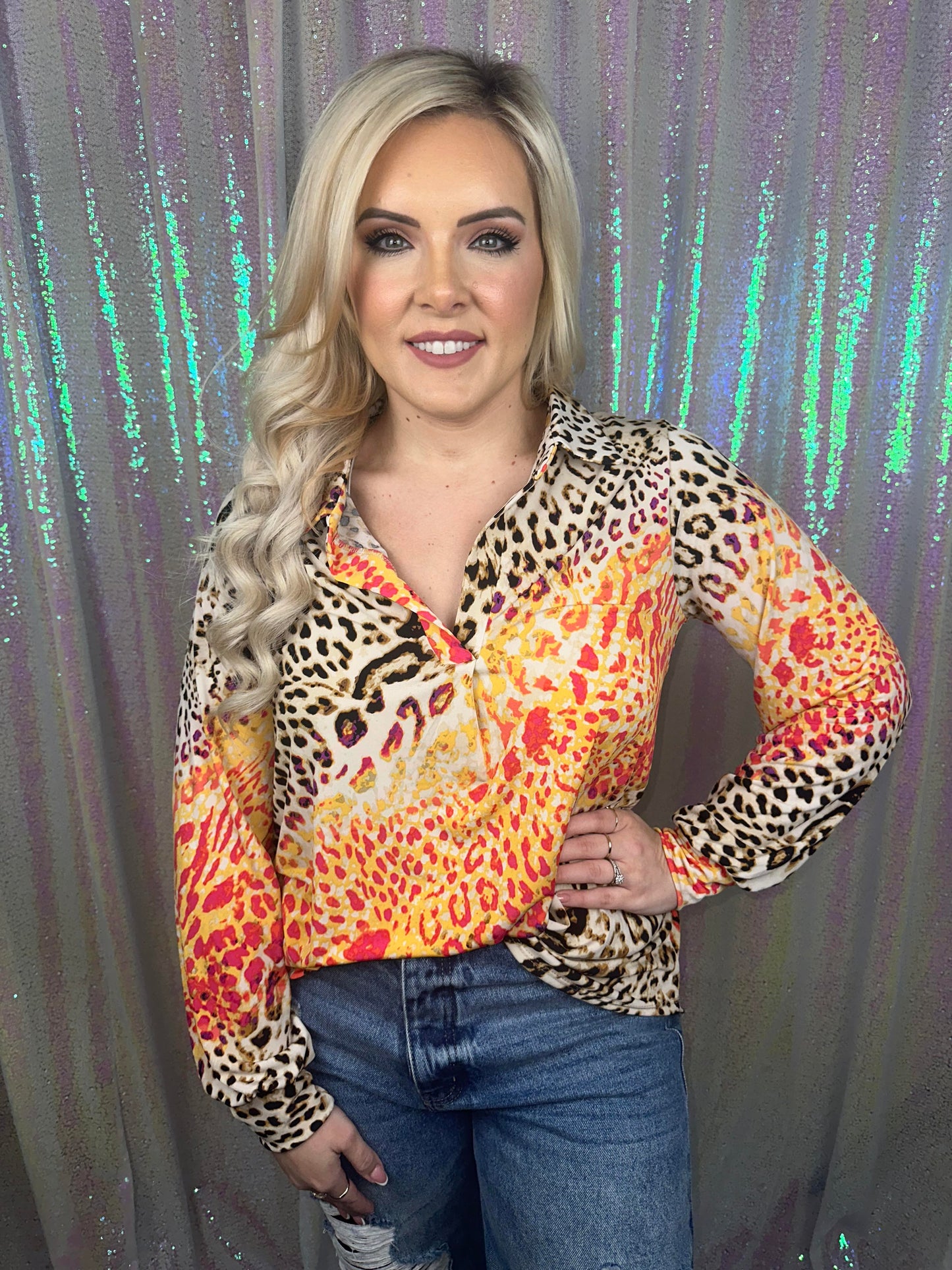 Multi-Color Animal Print Top Plus